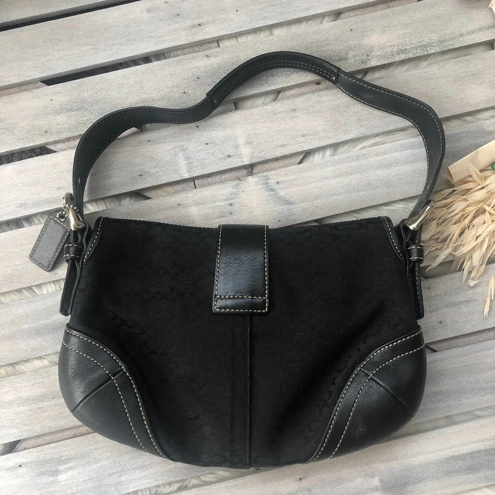 Vintage Y2K Coach Signature Black Soho Boho Purse Bag - Picture 3 of 10